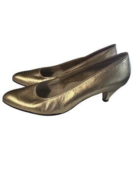 Vintage Valley Shoes gold leather pumps size 11
